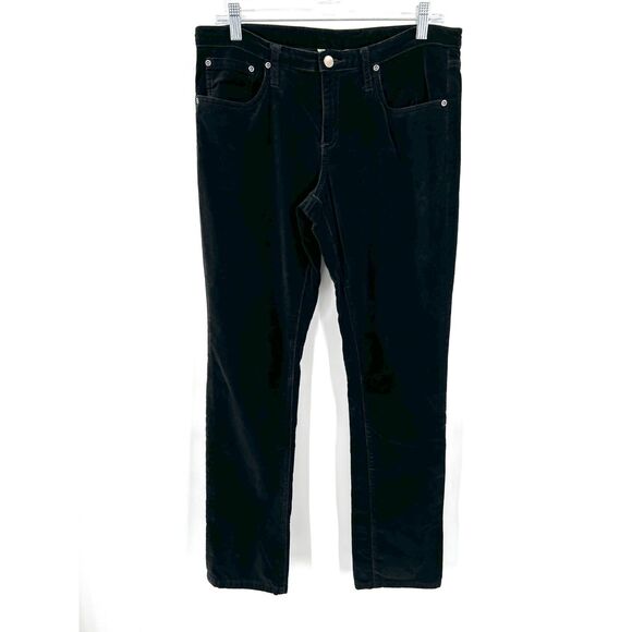 SUNDANCE Women's Black Velour Velvet Mid Rise Straight Leg Jeans Pants Size 8 - Picture 1 of 6